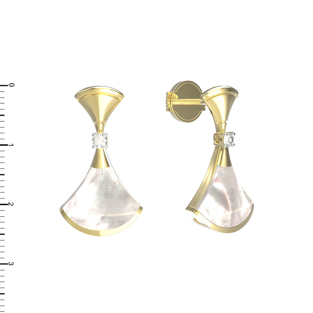 Серьги из лимонного золота c бриллиантами и перламутром