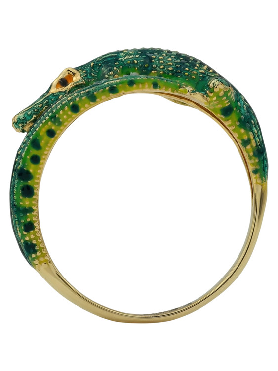 Кольцо из лимонного золота c эмалью
