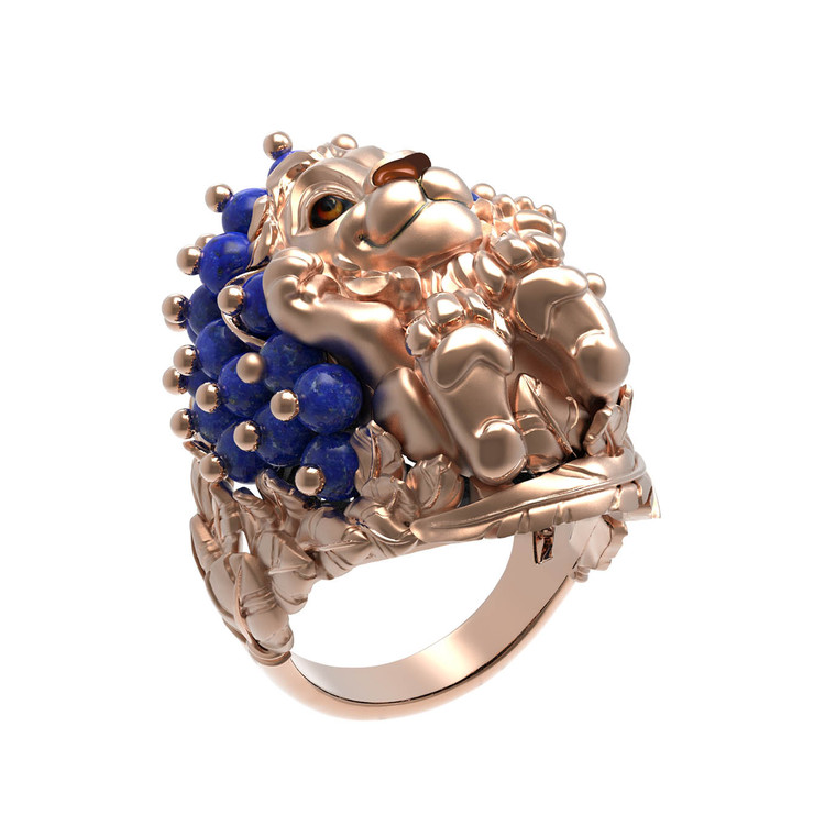 Кольцо из золота c эмалью и лазуритом