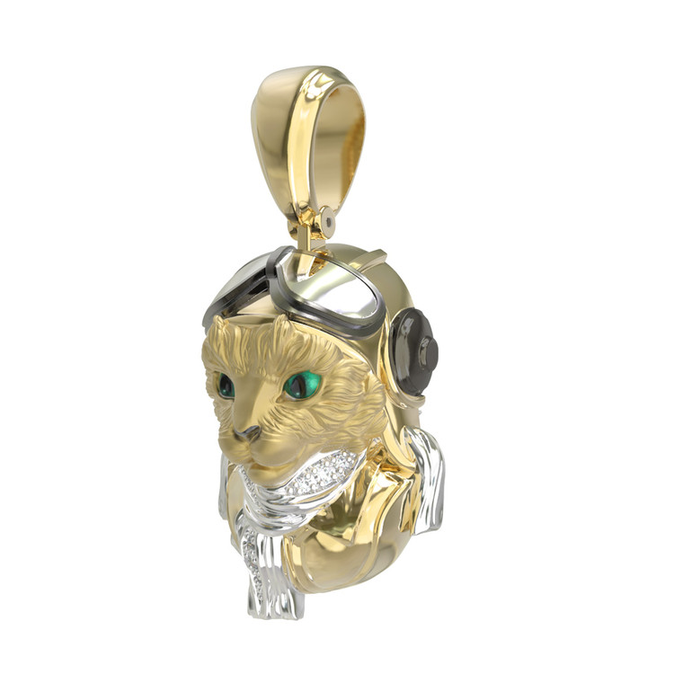 Подвеска из лимонного золота c эмалью, бриллиантами и рубином