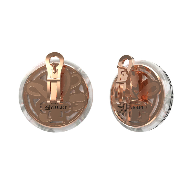 Серьги из золота c эмалью и перламутром