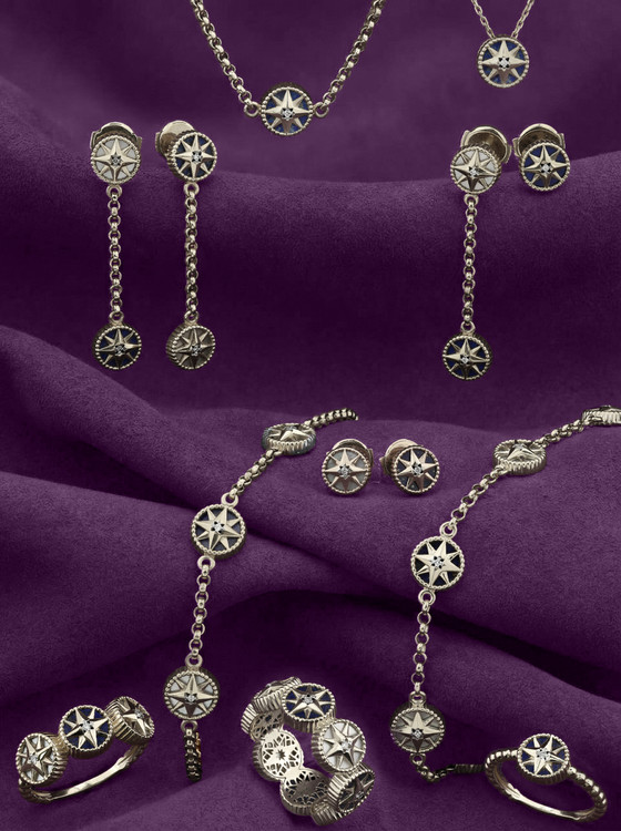 Кольцо из белого золота c бриллиантами, лазуритом и перламутром