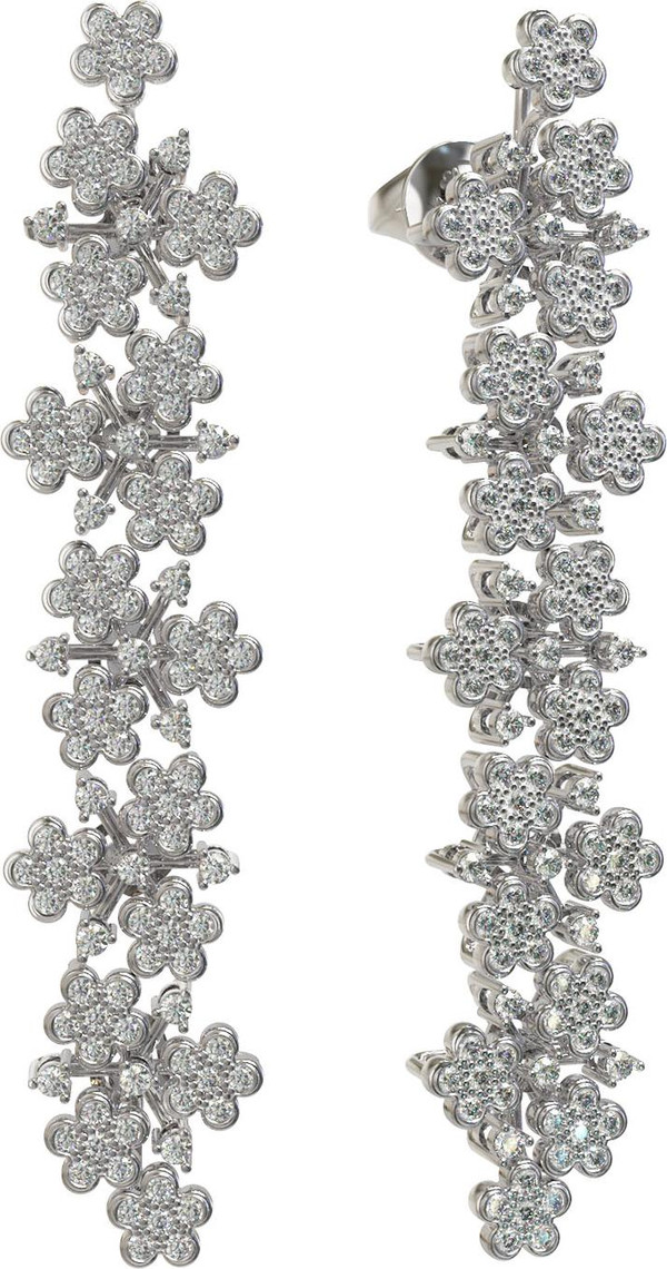 Серьги из белого золота c бриллиантами