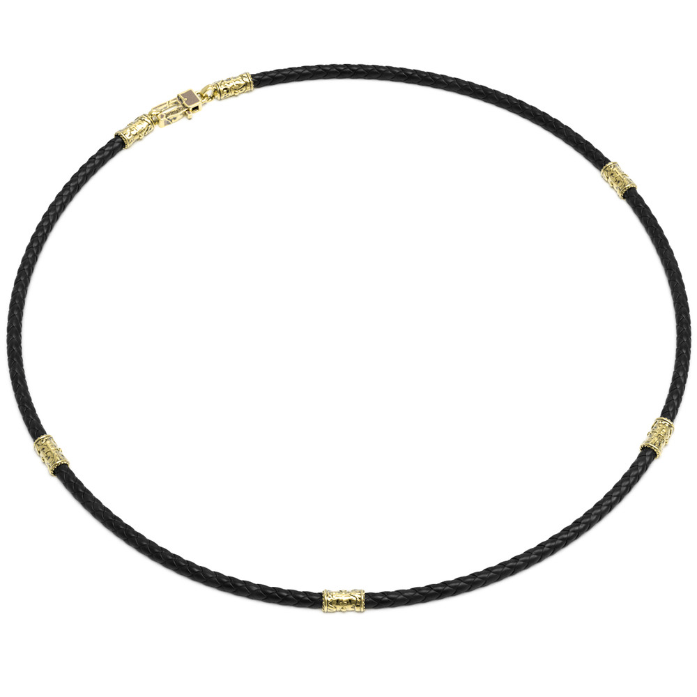 Гайтан из лимонного золота c кожаным шнурком