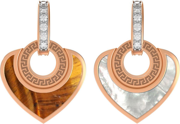 Подвеска из золота c фианитом, тигровым глазом и перламутром