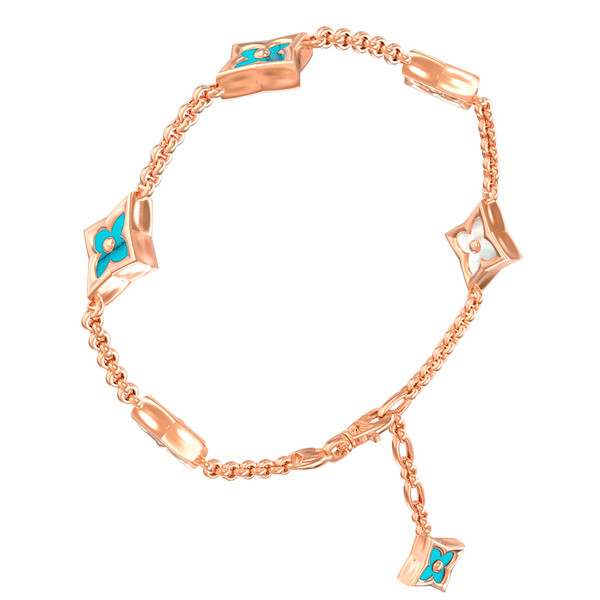 Браслет из золота c бирюзой и перламутром