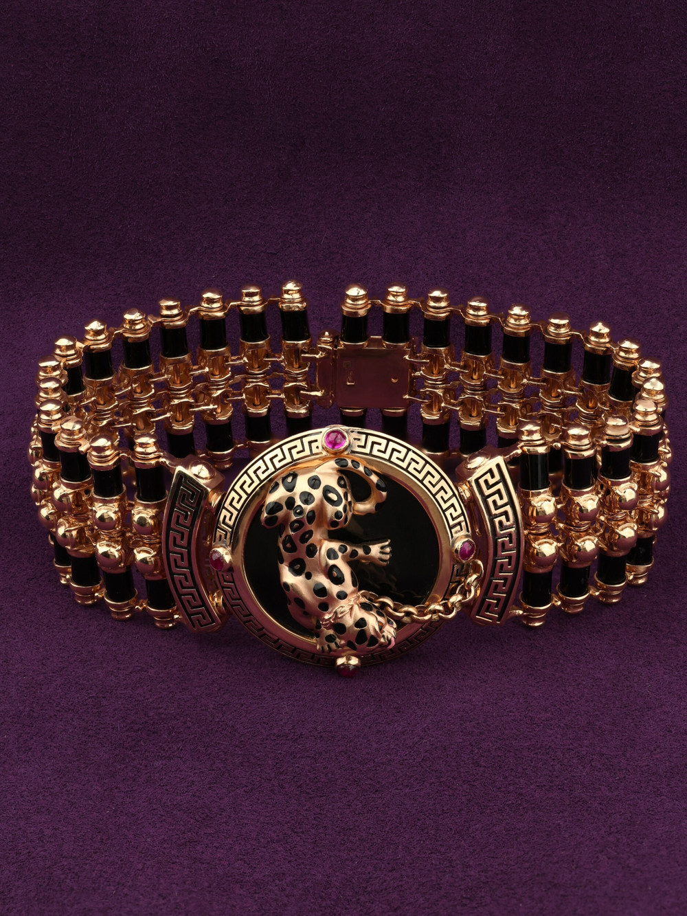 Браслет из золота c эмалью, ониксом и рубином