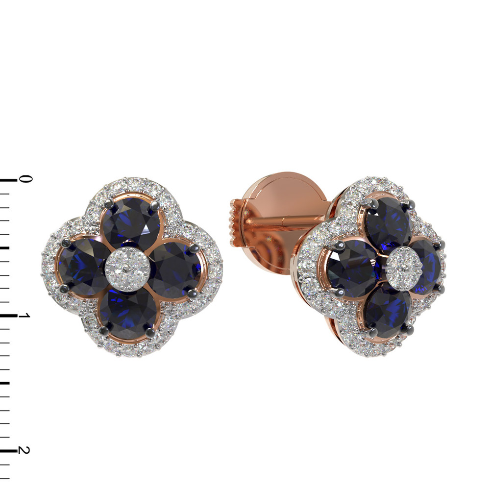 Серьги из золота c бриллиантами и сапфиром