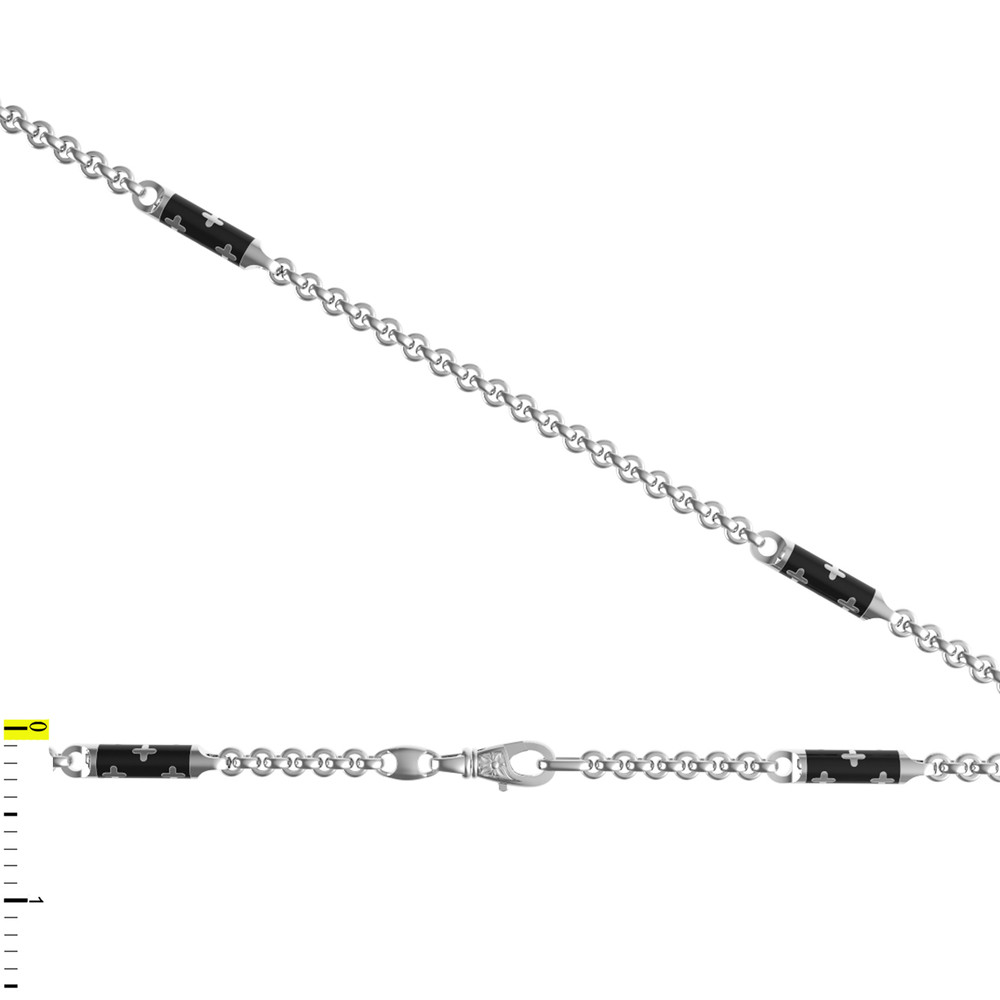 Цепь из белого золота c эмалью