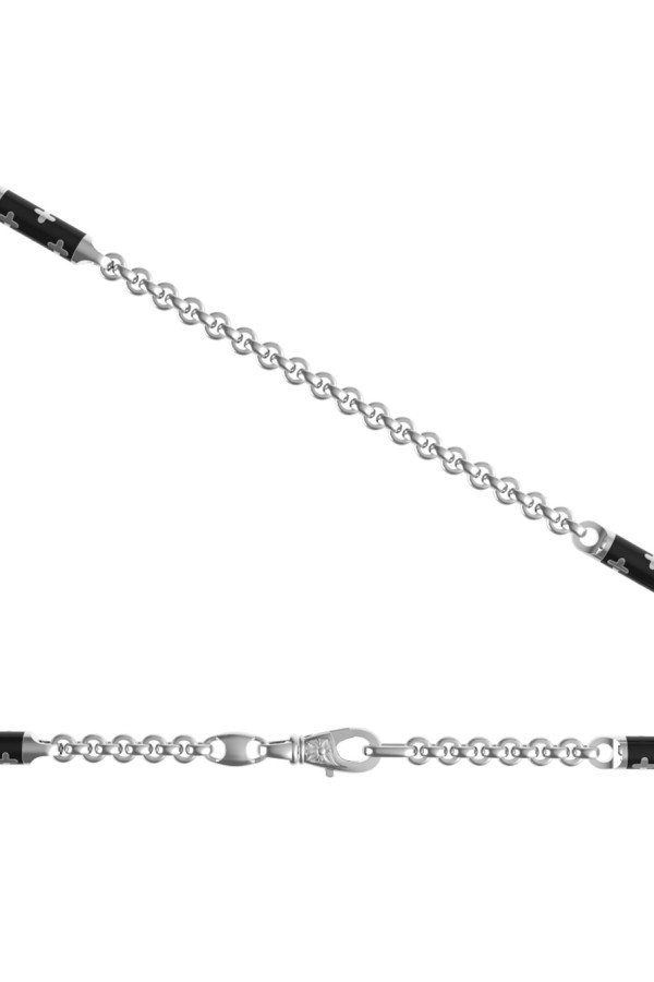 Цепь из белого золота c эмалью