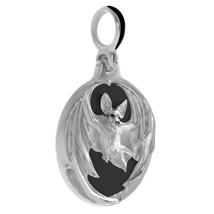 Подвеска из белого золота c эмалью и ониксом