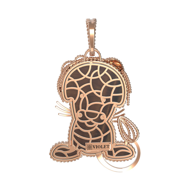 Подвеска из золота c эмалью и тигровым глазом