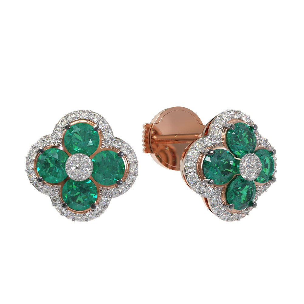 Серьги из золота c бриллиантами и изумрудом