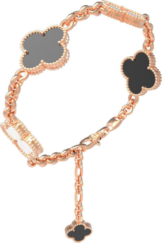 Браслет из золота c ониксом и перламутром