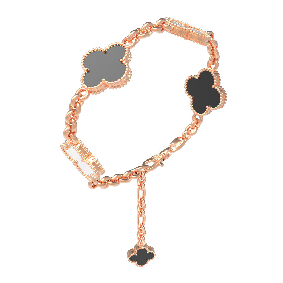 Браслет из золота c ониксом и перламутром