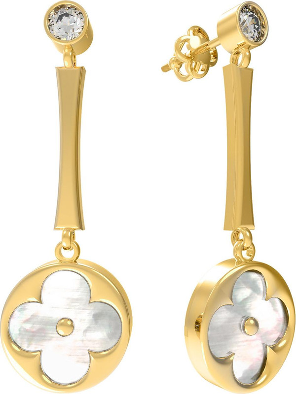 Серьги из лимонного золота c фианитом и перламутром