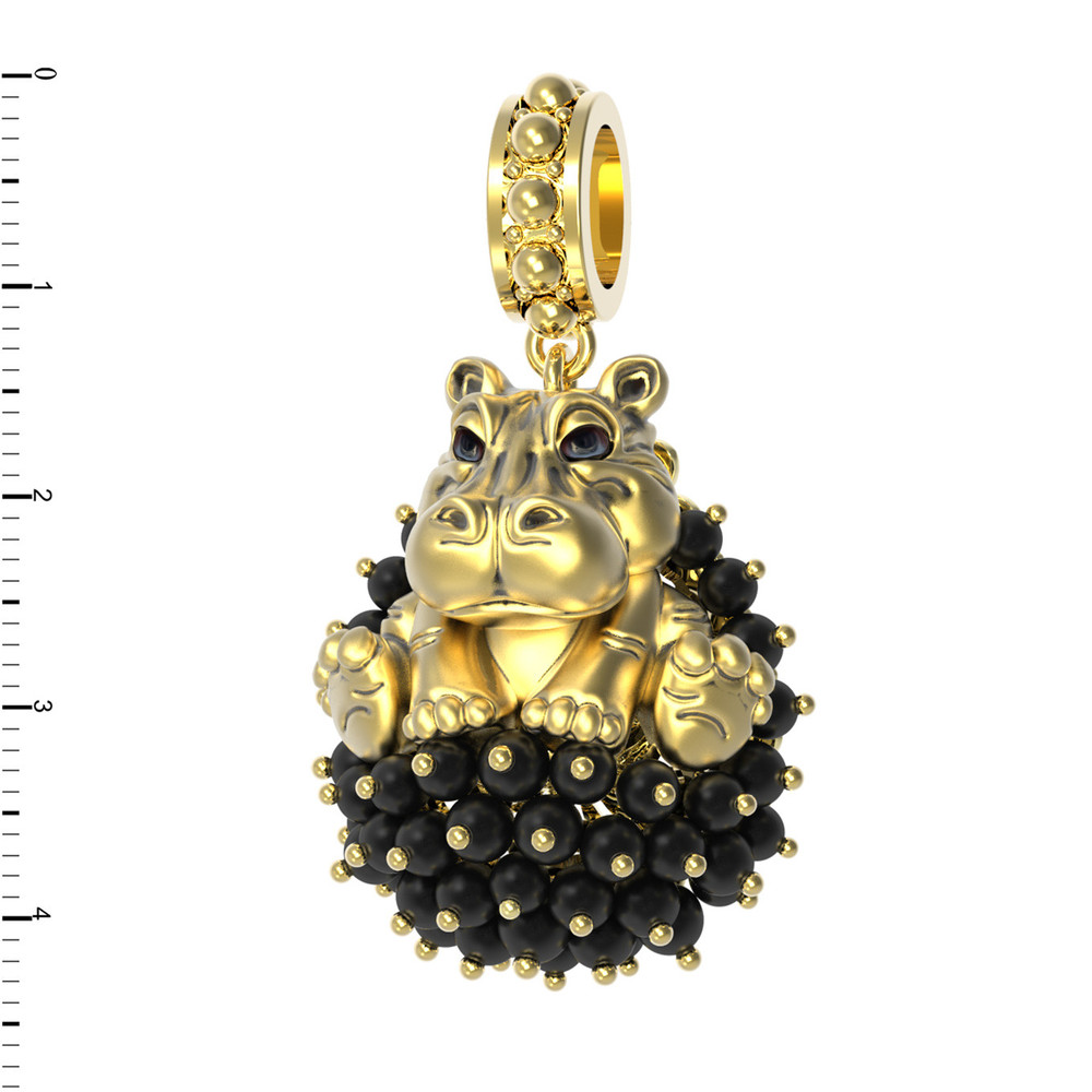 Подвеска из лимонного золота c эмалью и ониксом