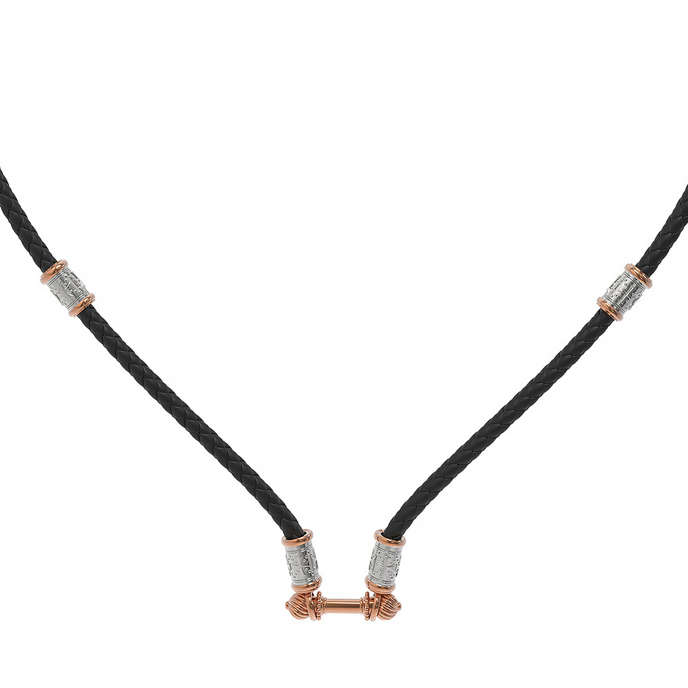 Гайтан из золота c кожаным шнурком