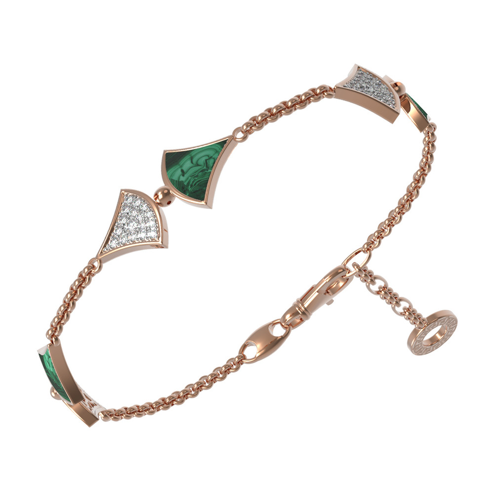 Браслет из золота c бриллиантами и малахитом