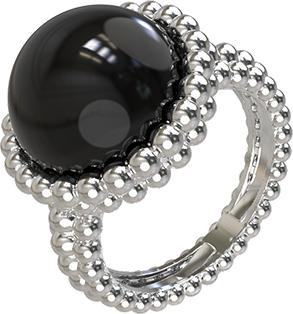 Кольцо из белого золота c ониксом