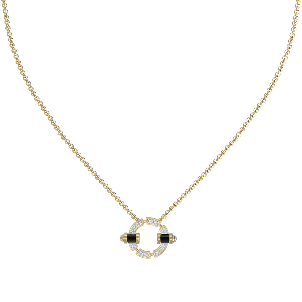 Колье из лимонного золота c бриллиантами и ониксом