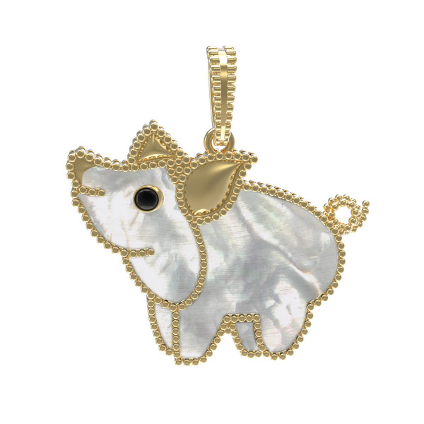 Подвеска из лимонного золота c эмалью и перламутром