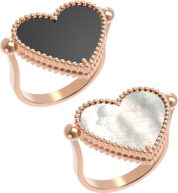 Кольцо из золота c ониксом и перламутром