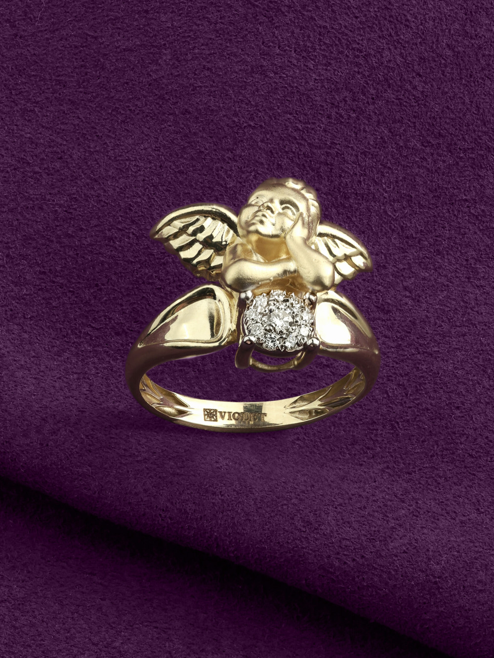 Кольцо из лимонного золота c бриллиантами