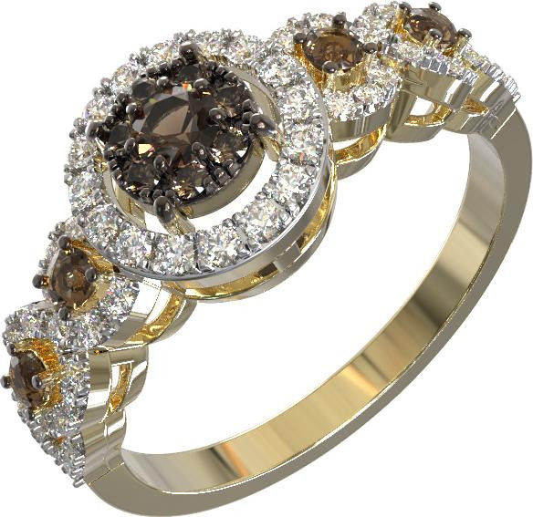 Кольцо из лимонного золота c бриллиантами