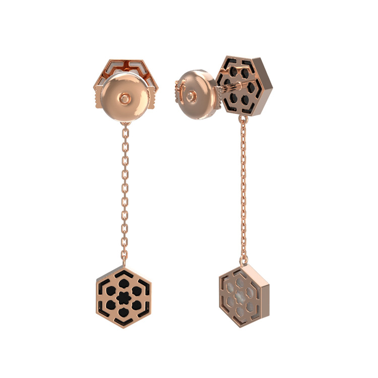 Серьги из золота c ониксом и перламутром