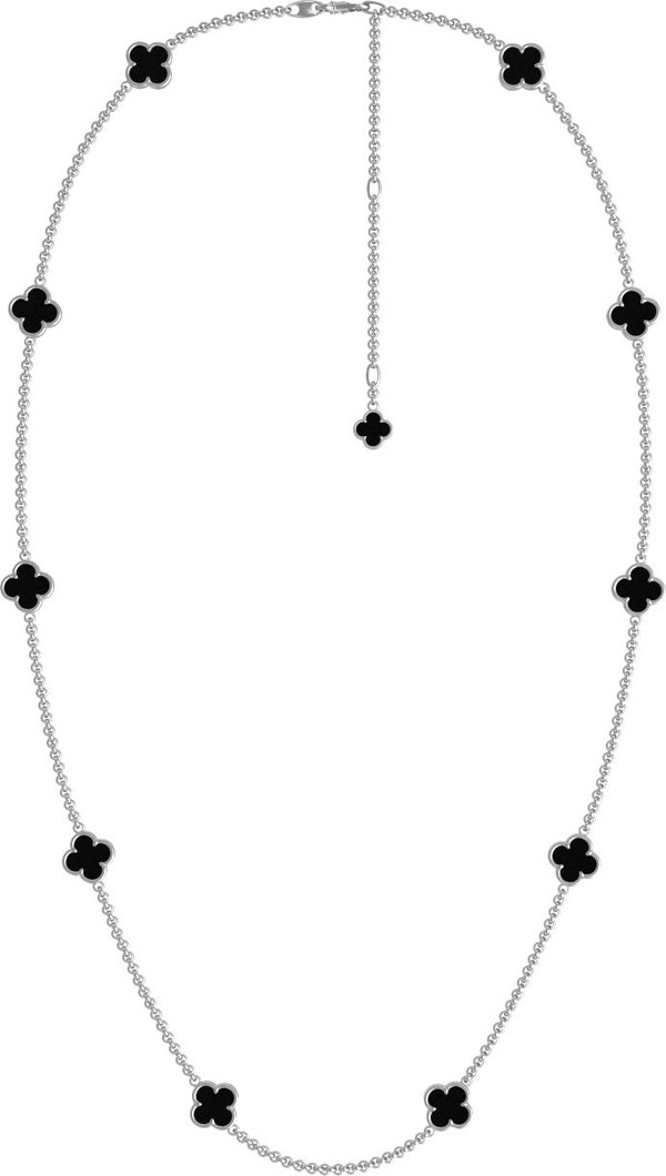 Колье из белого золота c ониксом