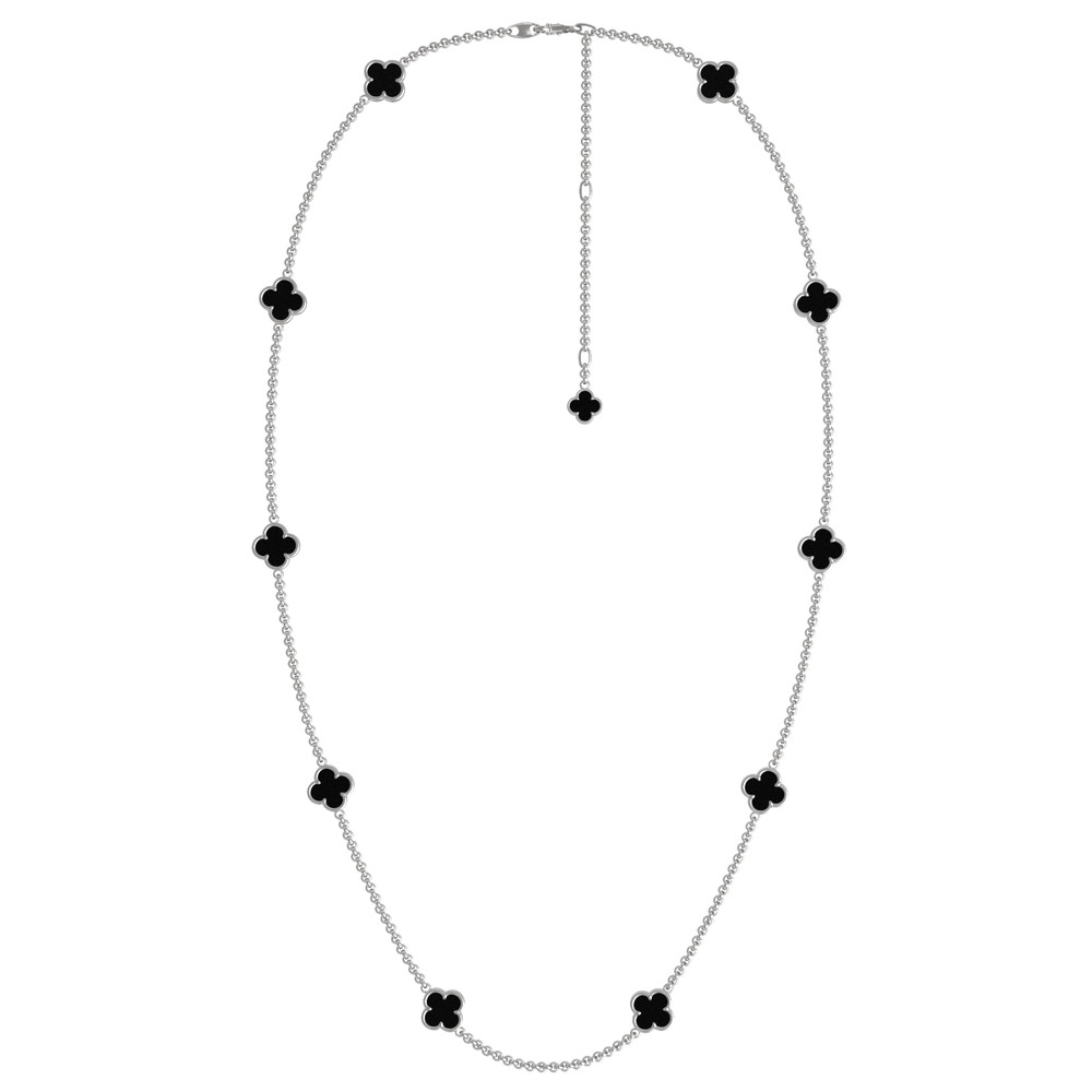 Колье из белого золота c ониксом