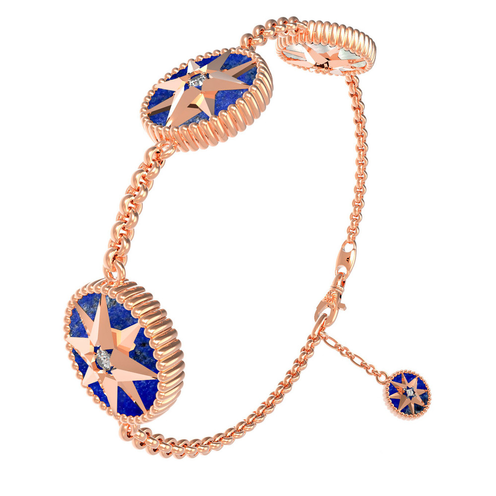 Браслет из золота c фианитом, лазуритом и перламутром