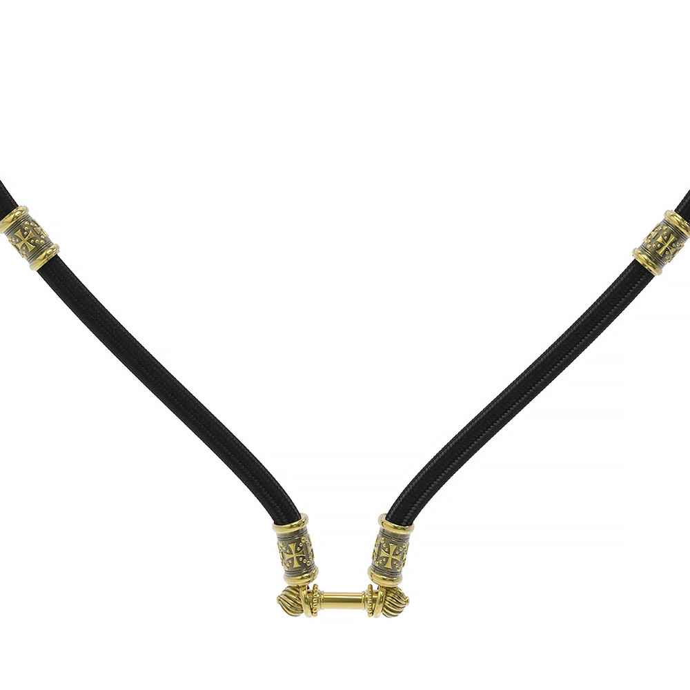 Шнурок шёлковый из лимонного золота c шёлковым шнурком