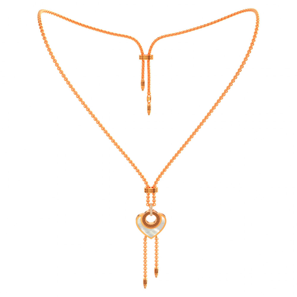 Колье из золота c фианитом, лазуритом и перламутром