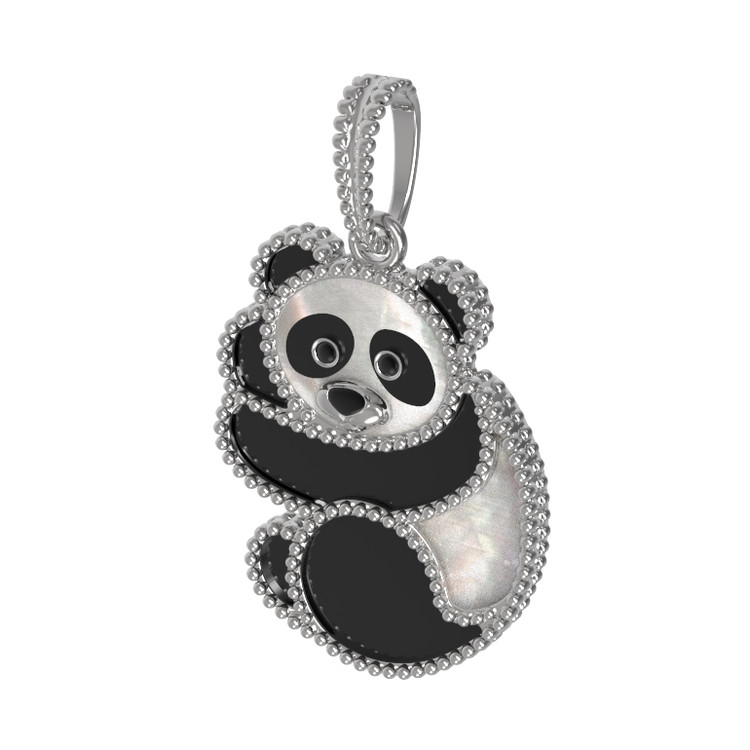 Подвеска из белого золота c эмалью, ониксом и перламутром