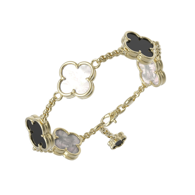 Браслет из лимонного золота c ониксом и перламутром