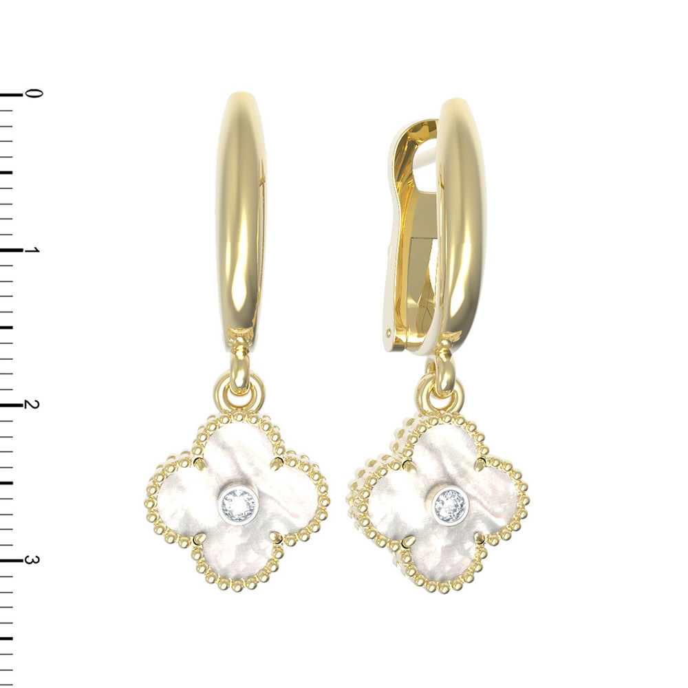 Серьги из лимонного золота c бриллиантами и перламутром