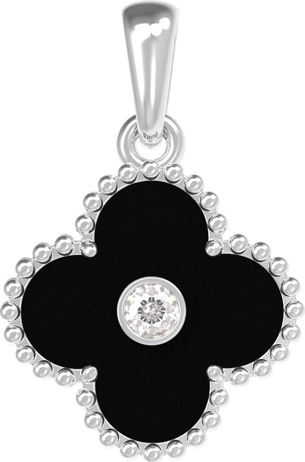 Подвеска из белого золота c бриллиантами и ониксом