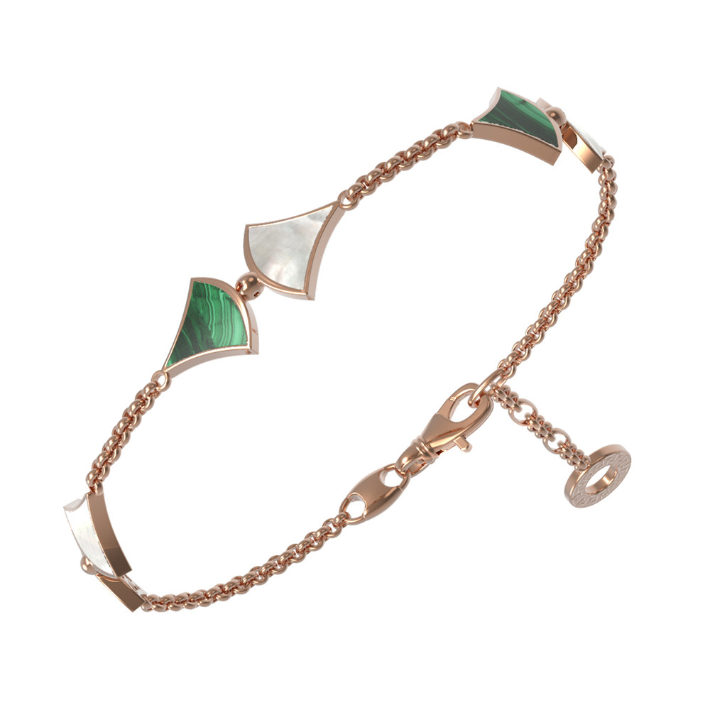 Браслет из золота c малахитом и перламутром