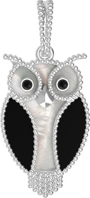 Подвеска из белого золота c эмалью, ониксом и перламутром