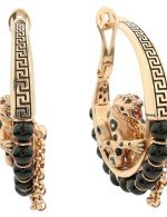 Серьги из золота 585 пробы c эмалью и ониксом