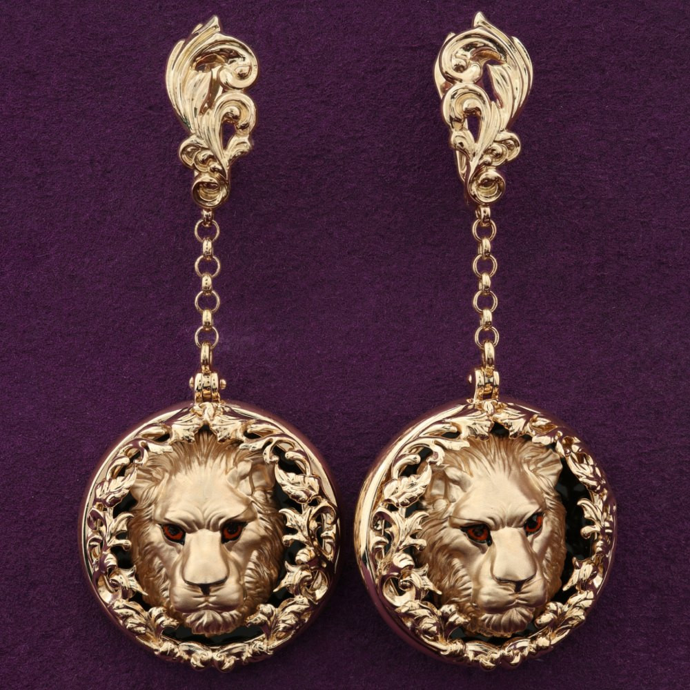 Серьги из золота c эмалью и ониксом