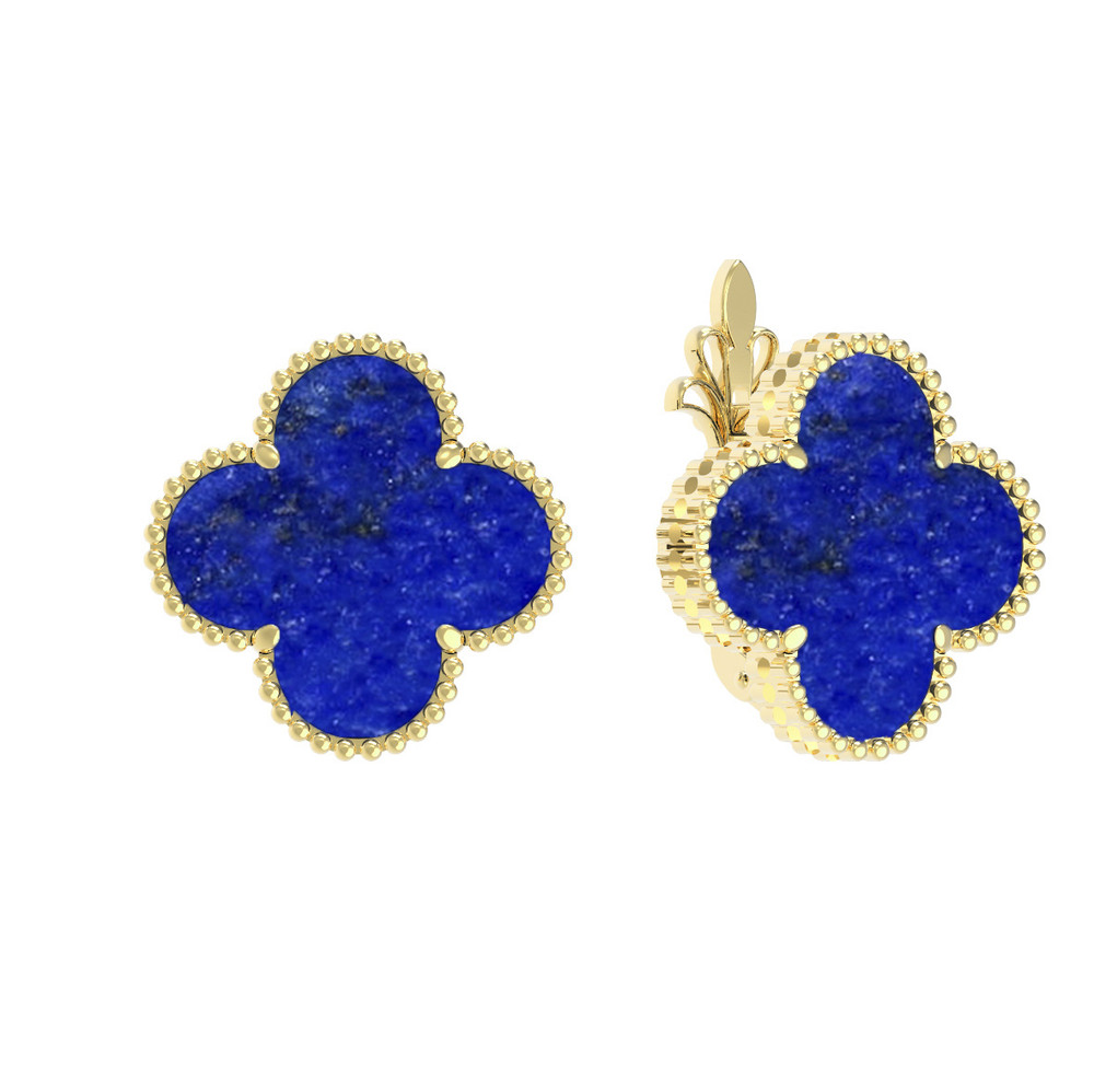 Серьги из лимонного золота c лазуритом