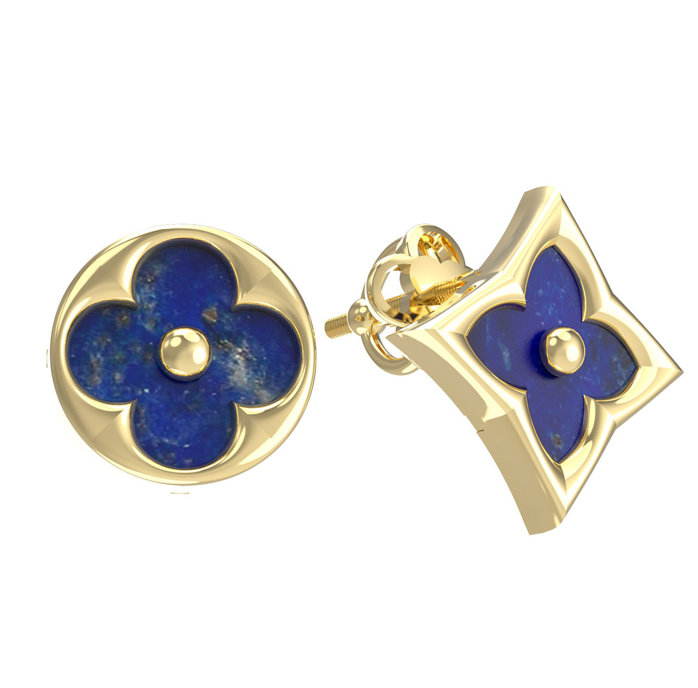 Серьги из лимонного золота c лазуритом