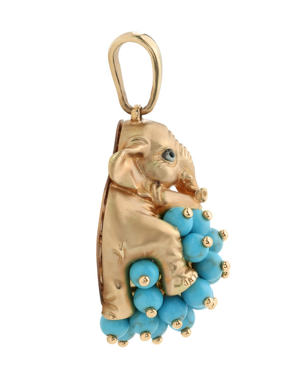 Подвеска из золота c эмалью и бирюзой