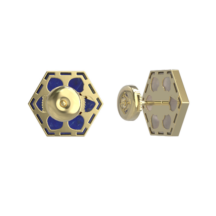 Серьги из лимонного золота c лазуритом и перламутром