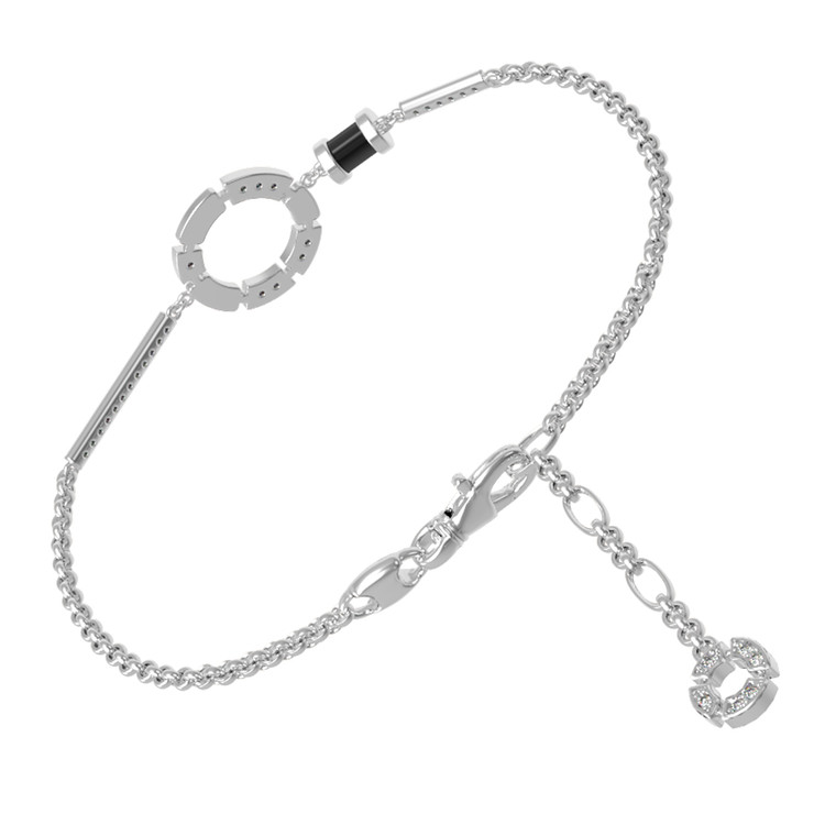 Браслет из белого золота c бриллиантами и ониксом