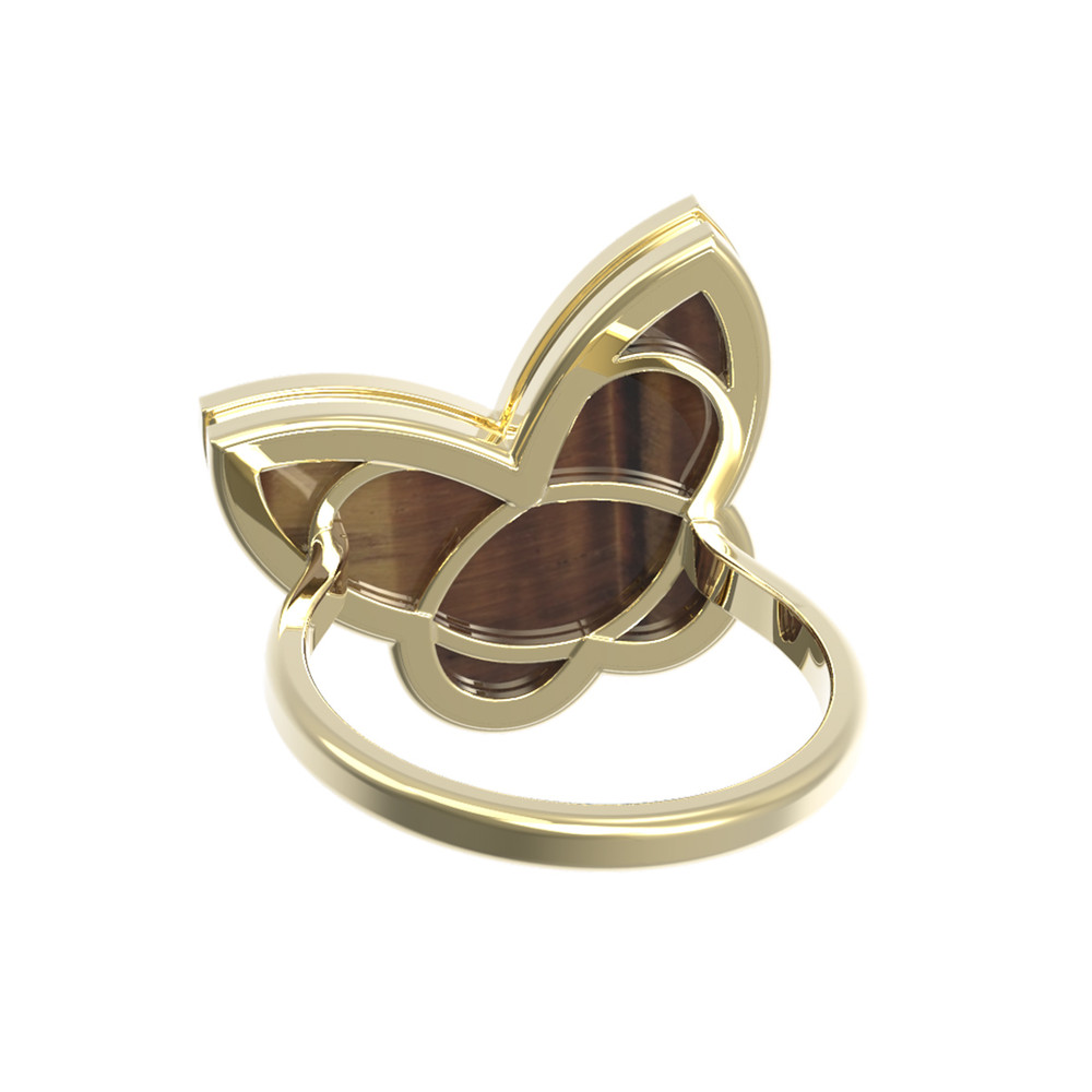 Кольцо из лимонного золота c тигровым глазом