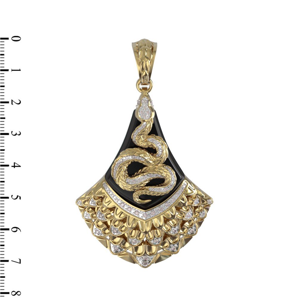 Подвеска из лимонного золота c бриллиантами и ониксом